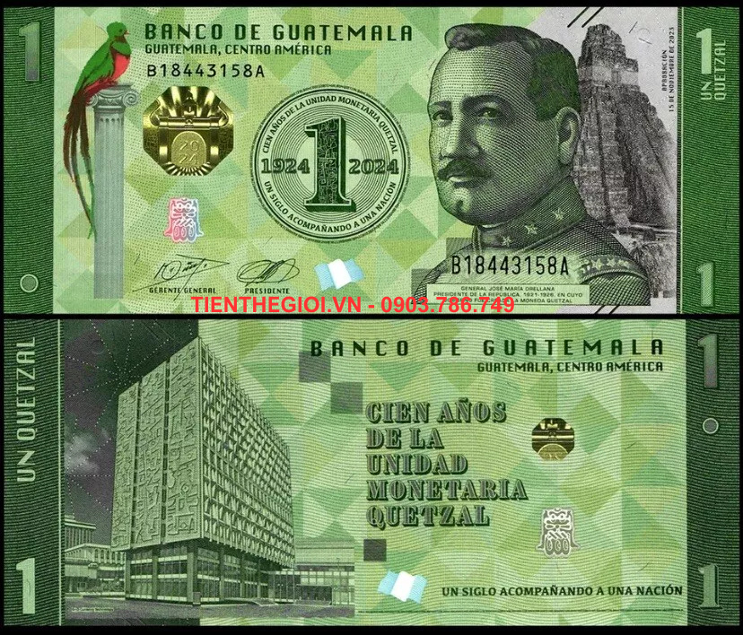 Tờ Guatemala 1 Quetzal 2024 UNC Hybric - SP007845